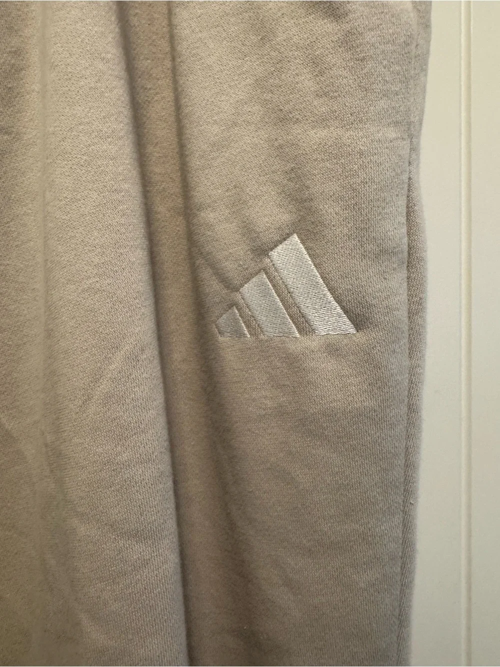 adidas Men's Light Beige Drawstring Joggers